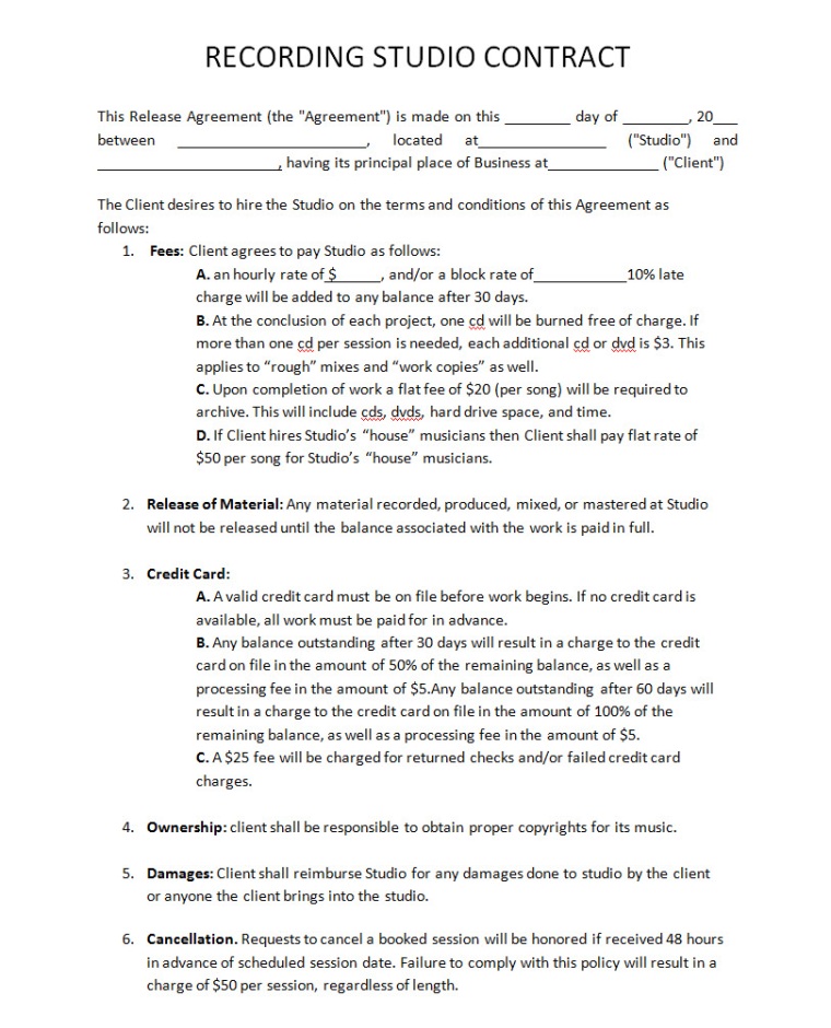 Artist Performance Contract Template from www.bandpartnershipagreement.com